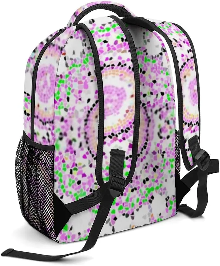 Kuizee Travel Laptop Backpack Business Daypack Work Bookbag Mosaic Colorful Ethnic Folk Texture Durable iPad Tablet School College Book Bags Casual Bags for Men and Women