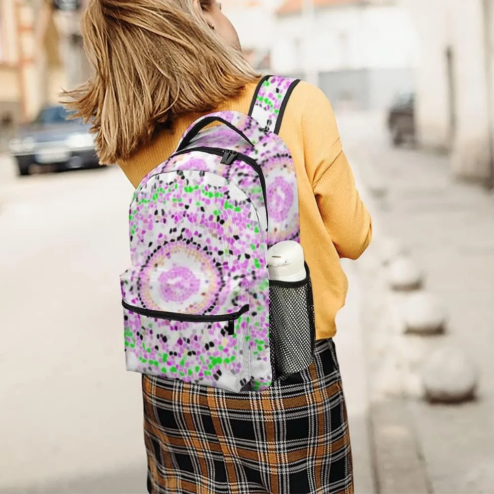 Kuizee Travel Laptop Backpack Business Daypack Work Bookbag Mosaic Colorful Ethnic Folk Texture Durable iPad Tablet School College Book Bags Casual Bags for Men and Women
