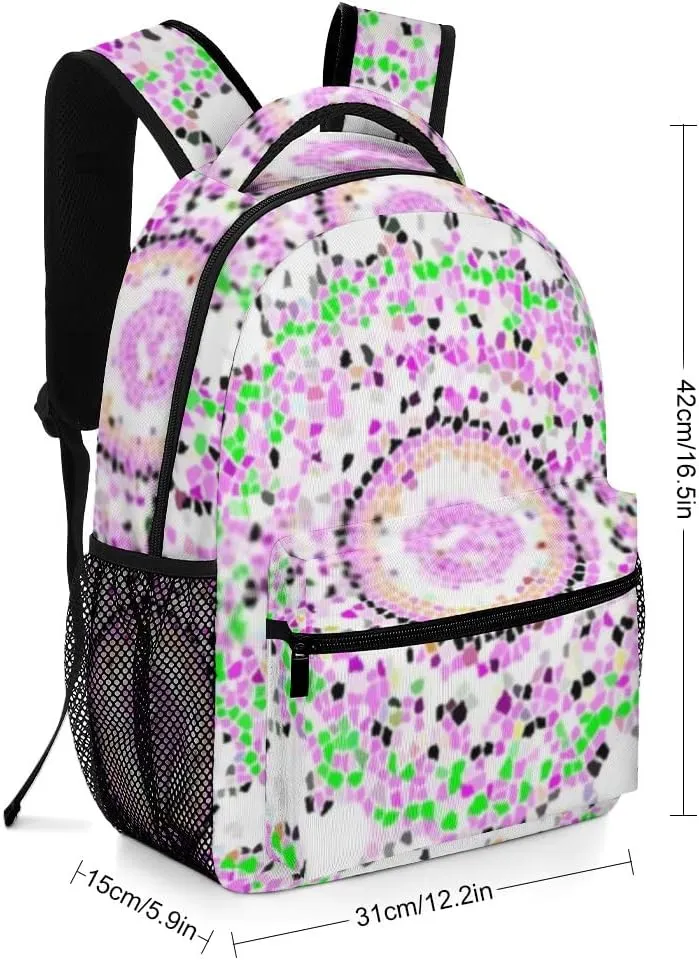 Kuizee Travel Laptop Backpack Business Daypack Work Bookbag Mosaic Colorful Ethnic Folk Texture Durable iPad Tablet School College Book Bags Casual Bags for Men and Women