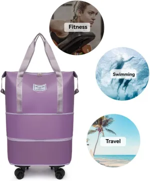 Kulken Travel Bag with Wheels, 2025 New Large Capacity Travel Bag - Universal Wheel Removable, for Short Trips (Light Purple)