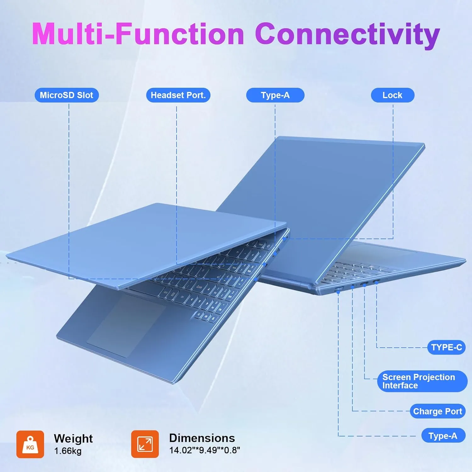 Laptop 16" 12GB 512GB SSD Celeron N5095 Up to 2.9 GHz Win 11 Laptop Support 512GB TF 1TB SSD Expand Notebook with 1920*1200 FHD 5G WiFi BT 4.2 Webcam Cooling Fan for Students and Business-Blue