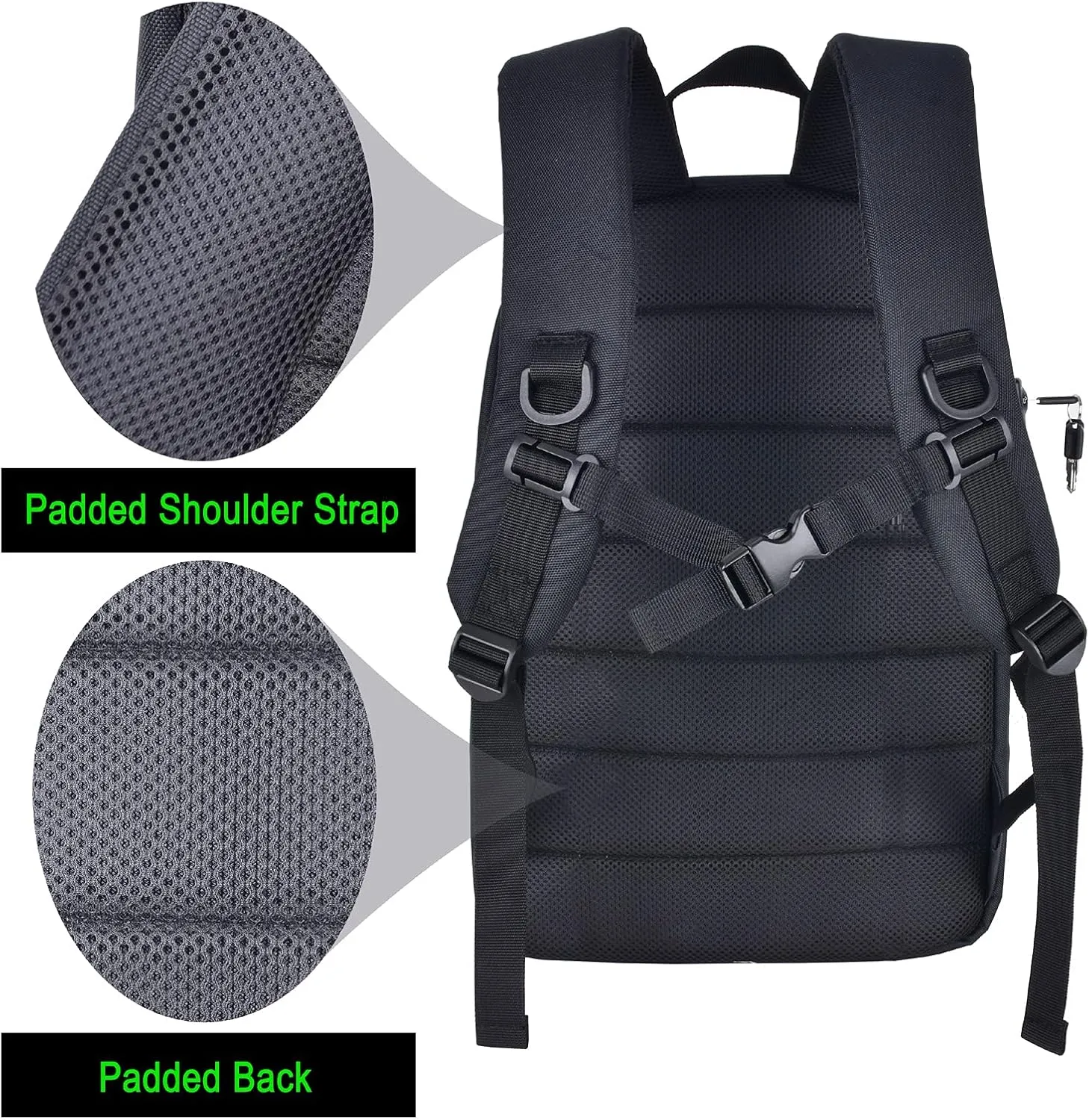 Laptop Backpack Bag - Smell Proof- With TSA Lock & Key Anti Theft Travel Daypack bag Rucksack for Men & Women