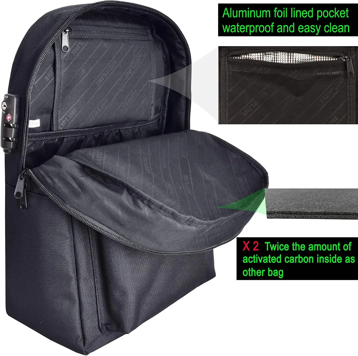 Laptop Backpack Bag - Smell Proof- With TSA Lock & Key Anti Theft Travel Daypack bag Rucksack for Men & Women