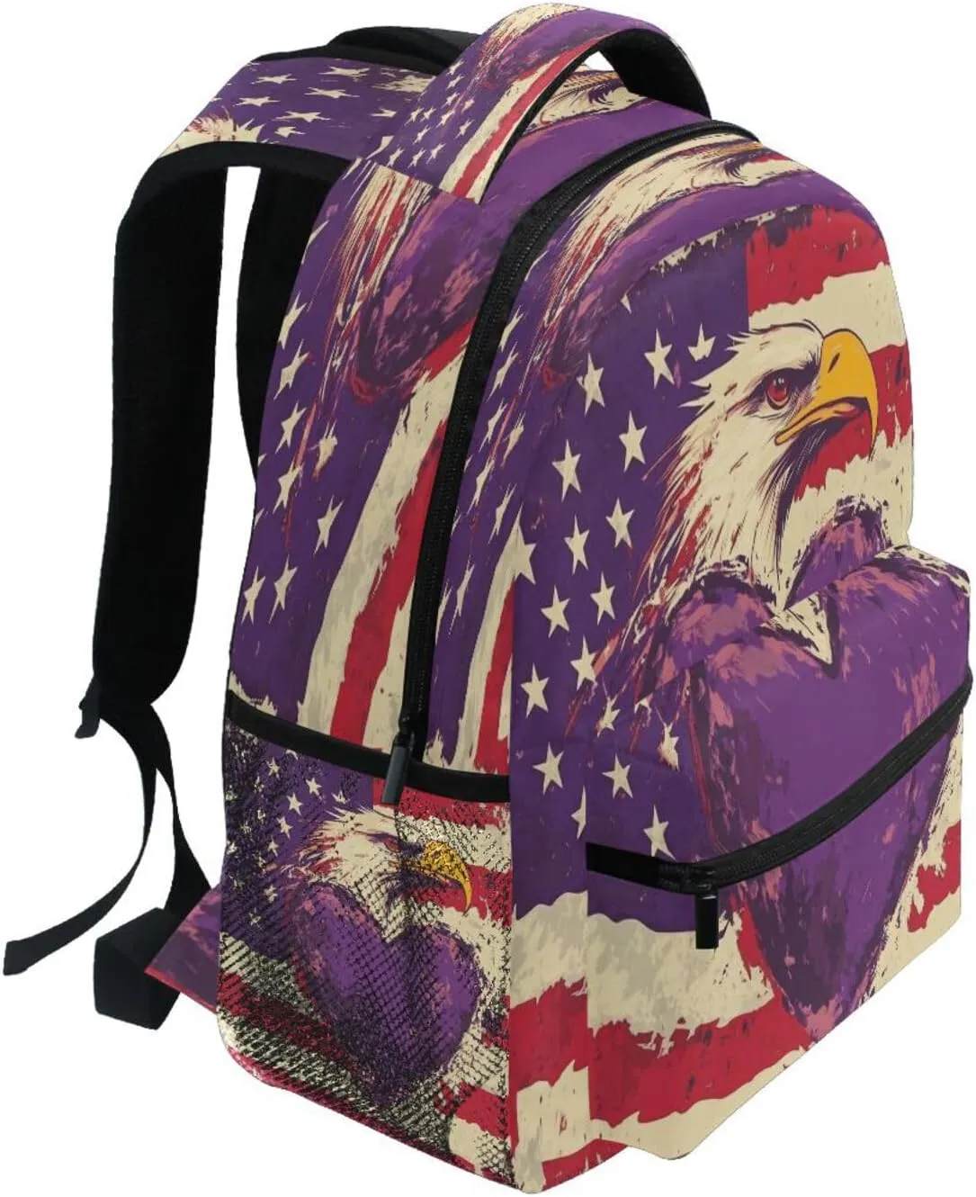 Laptop Backpack for Teacher Nurse Waterproof Backpack with Chest Strap for Business Work College Travel Trip Purple Heart Day bird