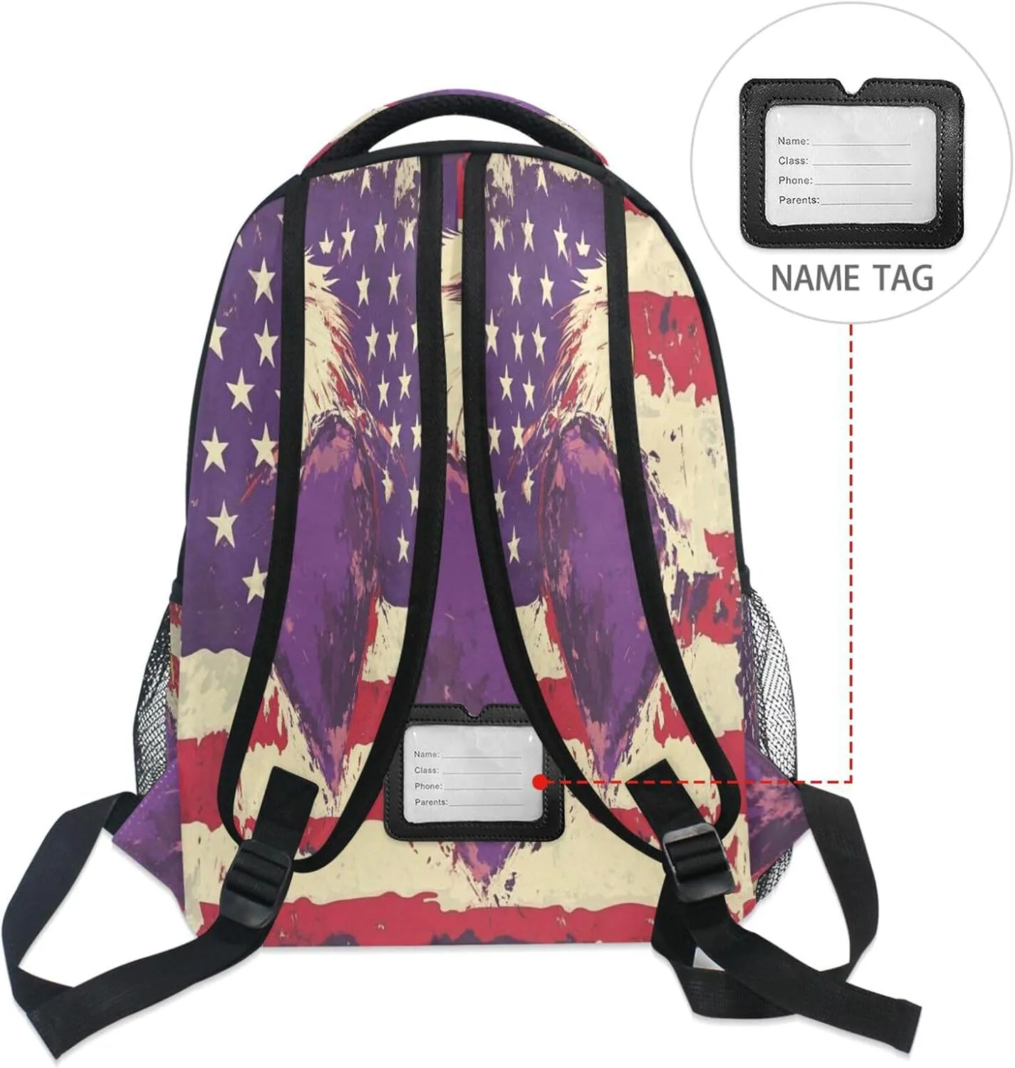 Laptop Backpack for Teacher Nurse Waterproof Backpack with Chest Strap for Business Work College Travel Trip Purple Heart Day bird