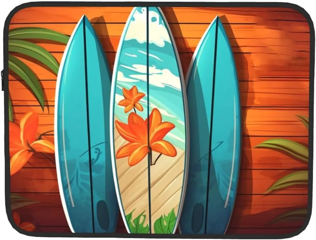 Laptop Case Sleeve Surfboard On Wooden Laptop Bag Computer Carrying Case 13 Inch Notebook Cover