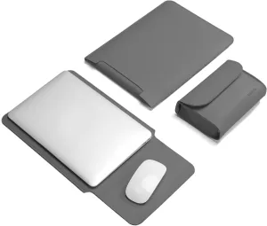 Laptop Sleeve Case Compatible with New MacBook Air 13.6/Pro/Max M2/M1 A2779 A2442 14, 13.5 Surface 5/4/3/2/1, 14" Dell ASUS Acer Chromebook/HP Stream/IdeaPad, PU Bag with Small Case, Grey