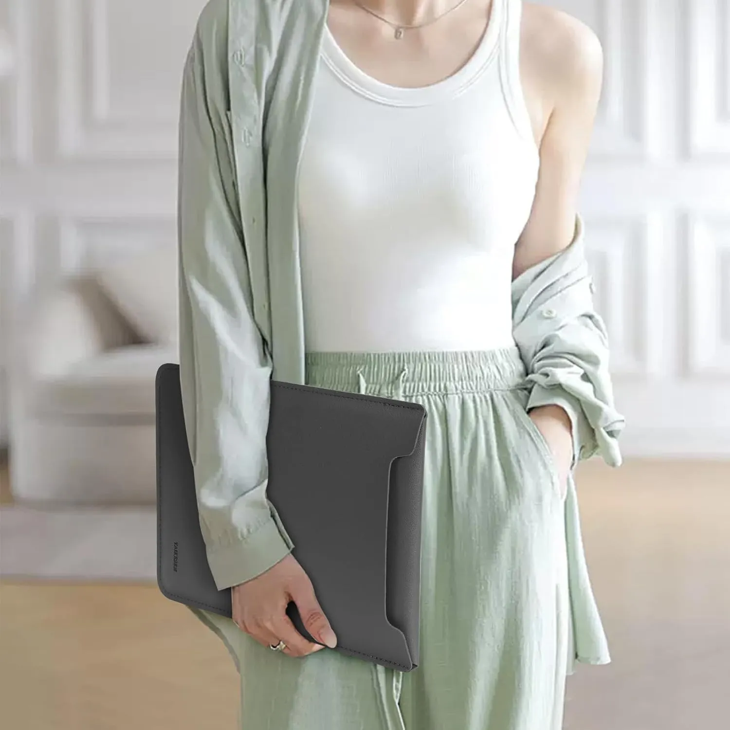 Laptop Sleeve Case Compatible with New MacBook Air 13.6/Pro/Max M2/M1 A2779 A2442 14, 13.5 Surface 5/4/3/2/1, 14" Dell ASUS Acer Chromebook/HP Stream/IdeaPad, PU Bag with Small Case, Grey