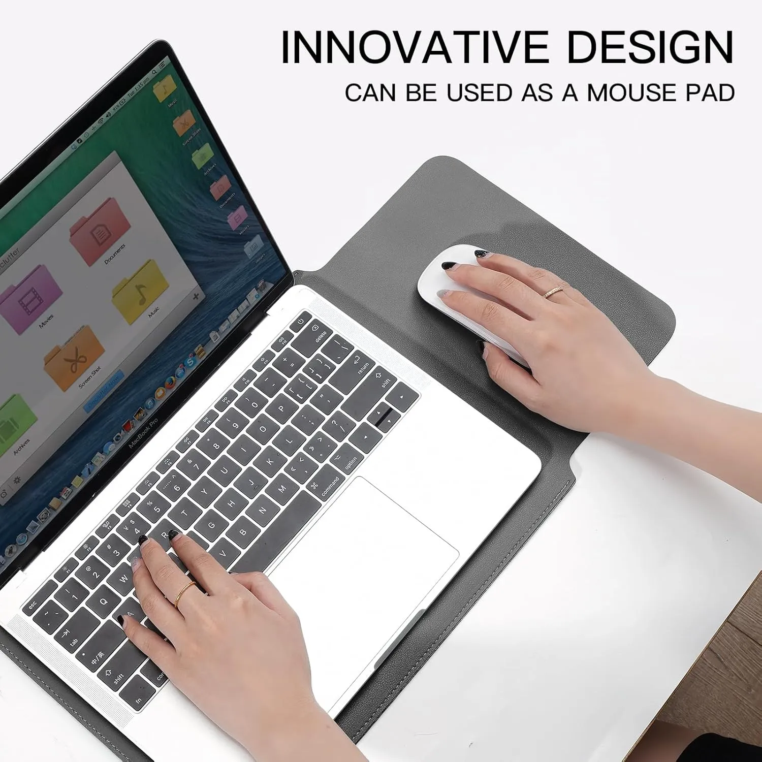 Laptop Sleeve Case Compatible with New MacBook Air 13.6/Pro/Max M2/M1 A2779 A2442 14, 13.5 Surface 5/4/3/2/1, 14" Dell ASUS Acer Chromebook/HP Stream/IdeaPad, PU Bag with Small Case, Grey