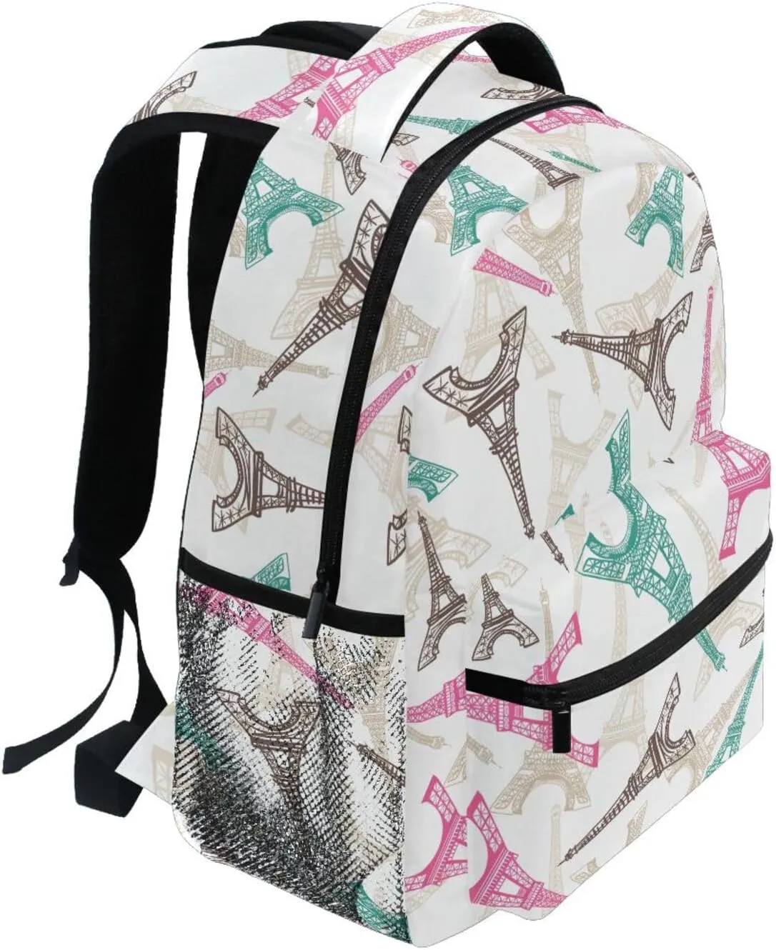 Large Capacity Boys and Girls Backpack for School Trips Outdoors, Eiffel Tower Paris Lightweight Student School Bags for Children and Teenagers, Multifunctional Laptop Bag Travel Backpack