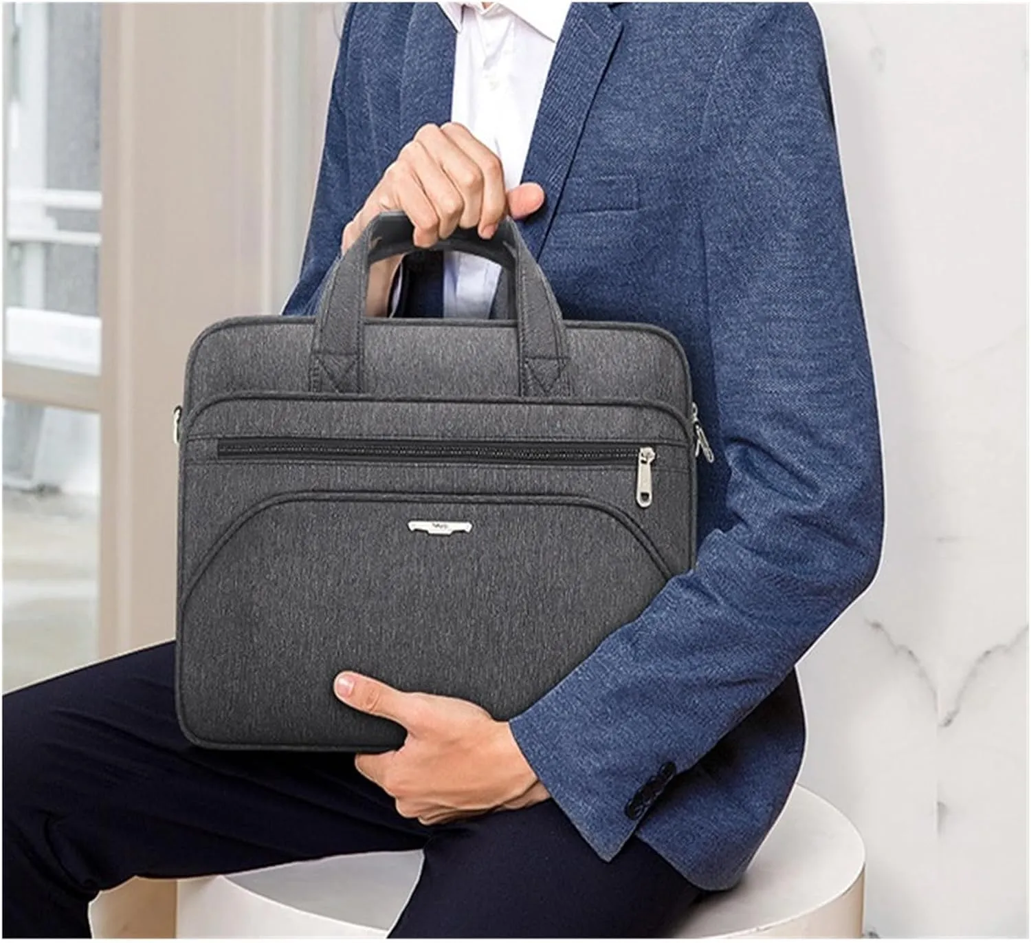 Large Capacity Briefcase for Man, 14 inch Laptop Case, Portable Oxford Cloth Waterproof Conference Bags, Travel Shoulder Bags