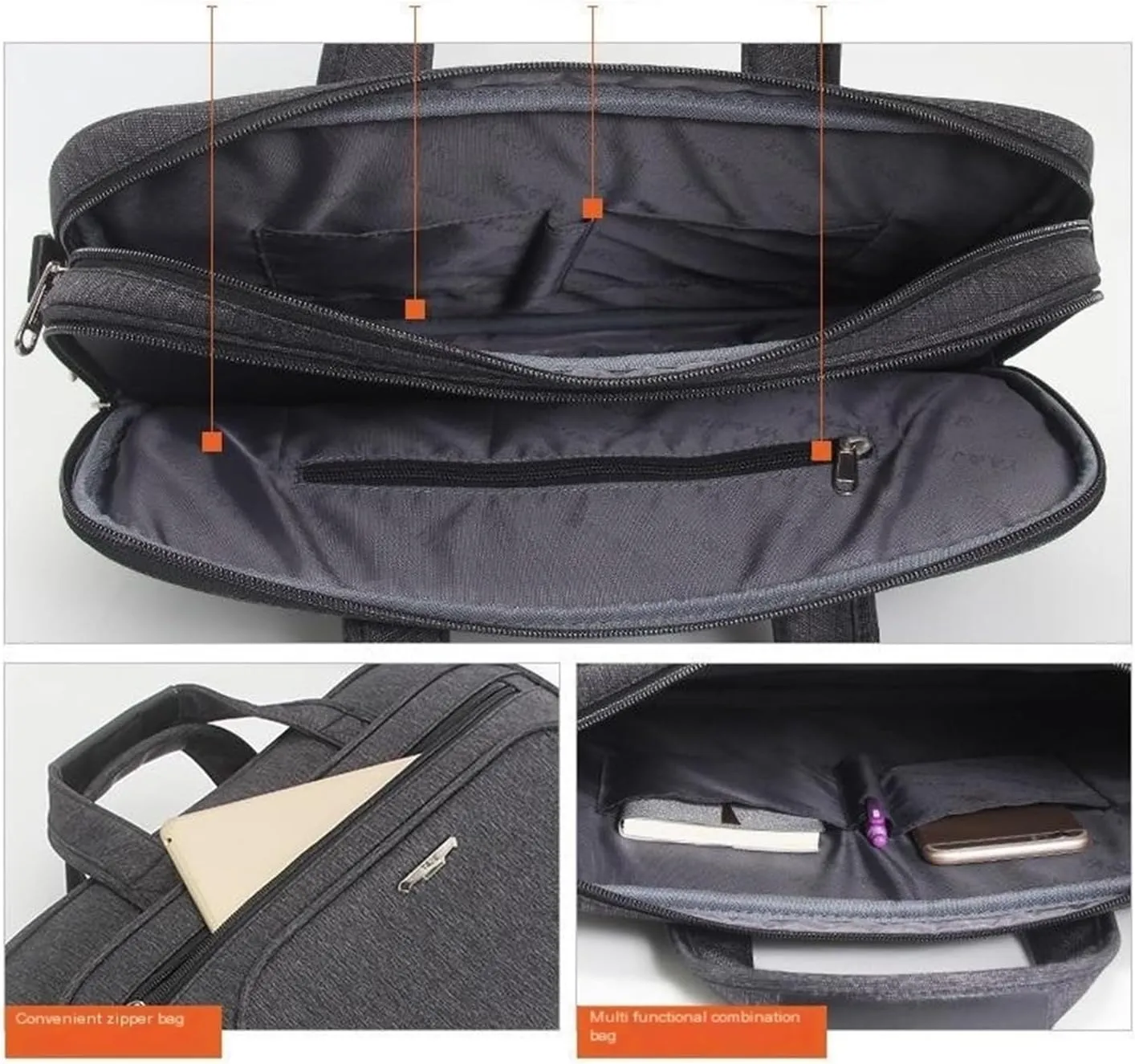 Large Capacity Briefcase for Man, 14 inch Laptop Case, Portable Oxford Cloth Waterproof Conference Bags, Travel Shoulder Bags
