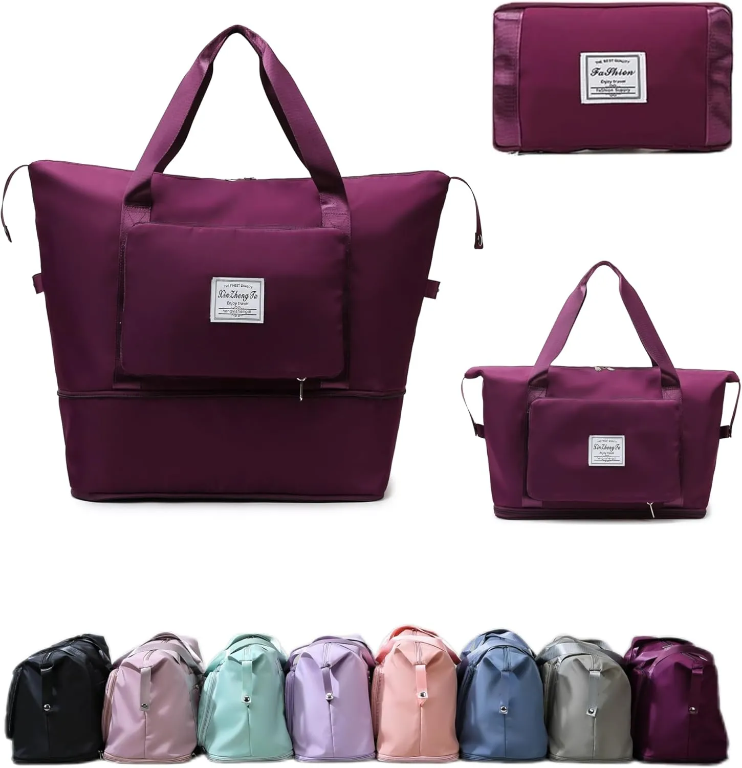 Large Capacity Foldable Travel Bag Expandable Collapsible Dry and Wet Separation Large Capacity Travel bag