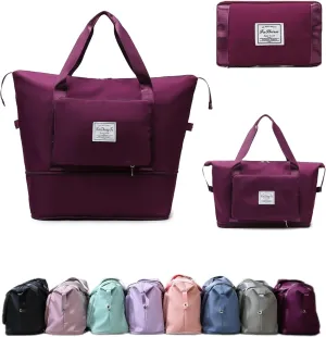 Large Capacity Foldable Travel Bag Expandable Collapsible Dry and Wet Separation Large Capacity Travel bag