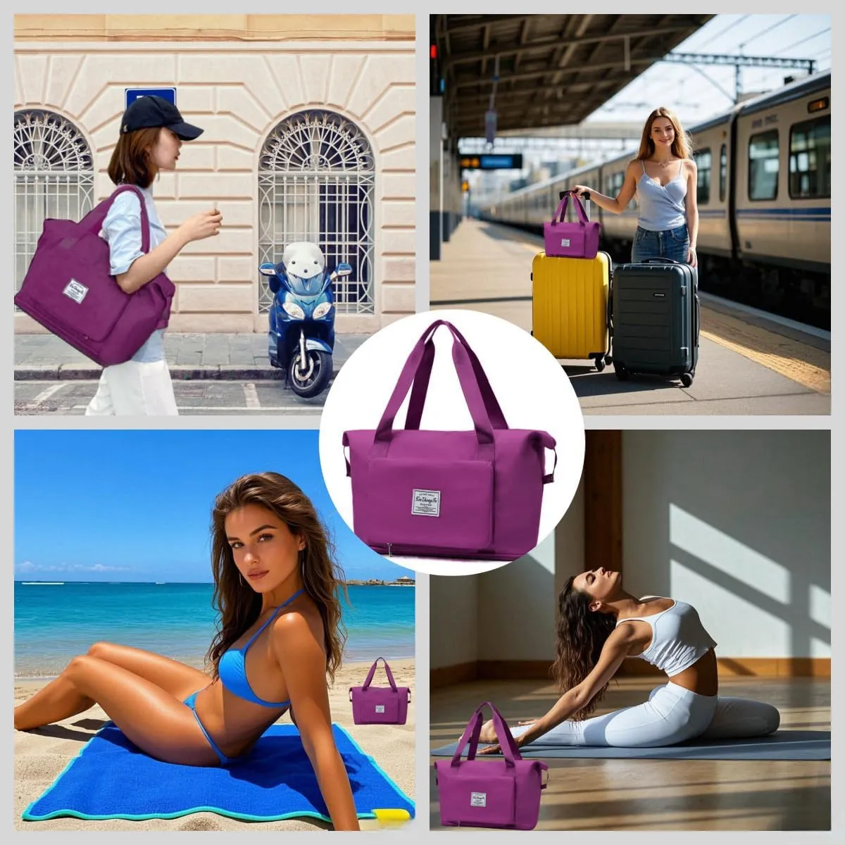 Large Capacity Foldable Travel Bag Expandable Collapsible Dry and Wet Separation Large Capacity Travel bag
