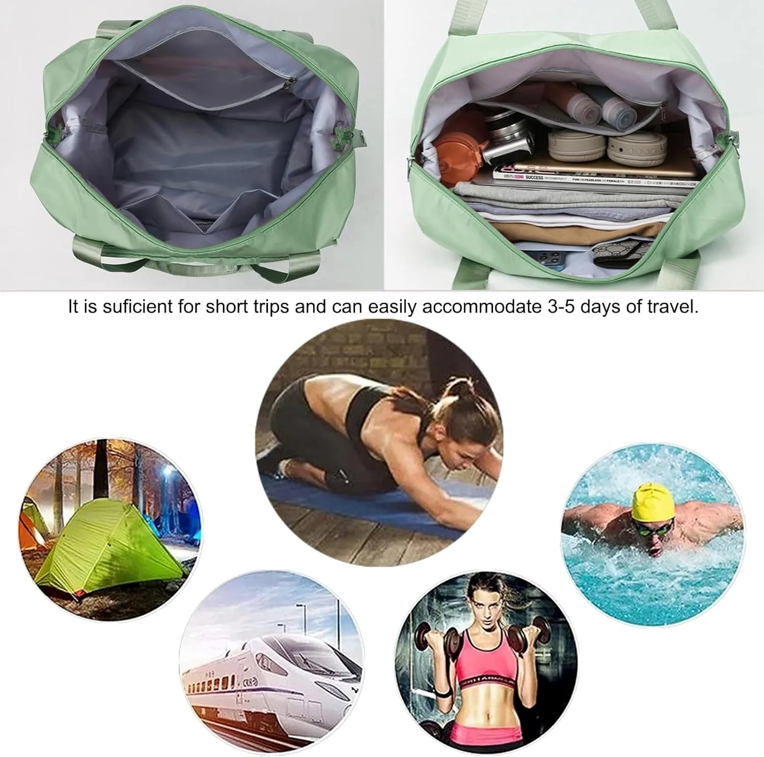 Large Capacity Travel Bag, Foldable Travel Bag, Expandable Travel Duffel Bag, Collapsible Waterproof Large Capacity Travel Handbag, Overnight Bag for Women and Man
