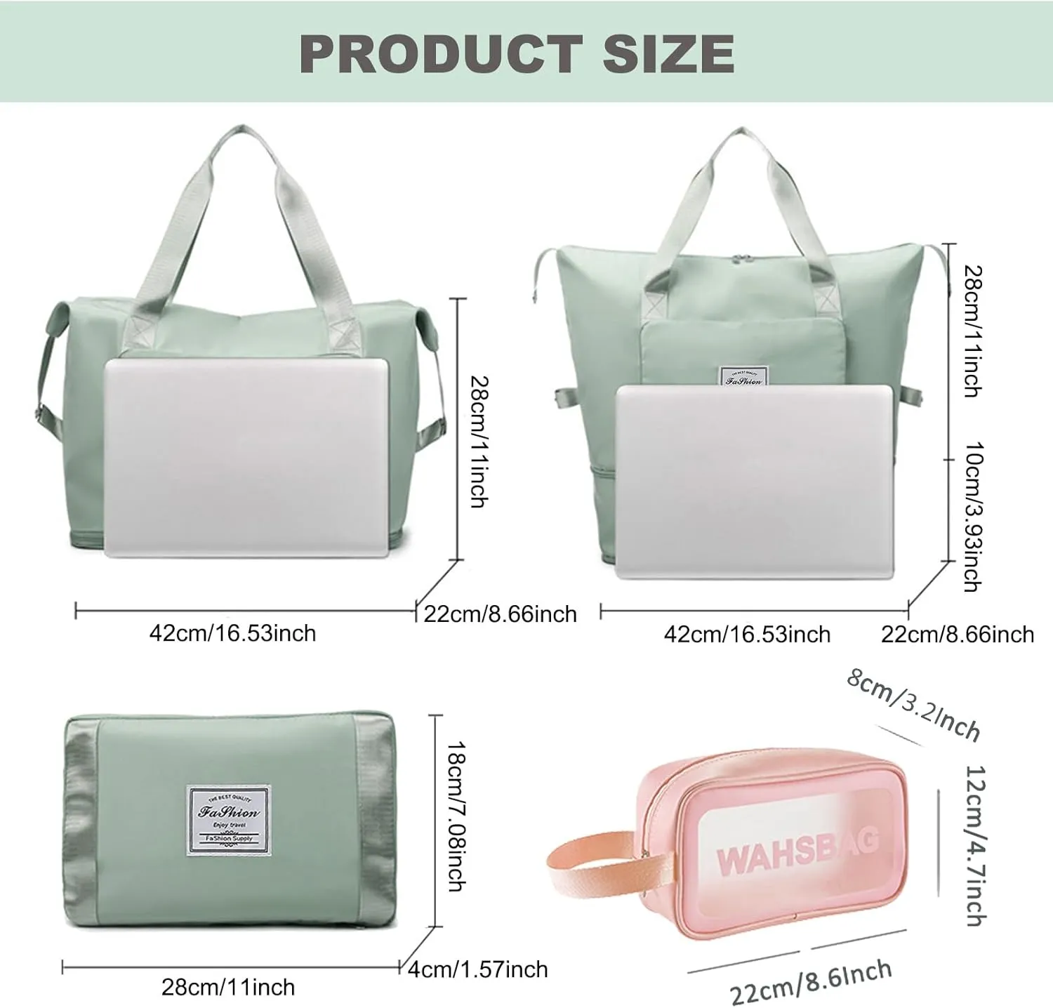 Large Capacity Travel Bag, Foldable Travel Bag, Expandable Travel Duffel Bag, Collapsible Waterproof Large Capacity Travel Handbag, Overnight Bag for Women and Man