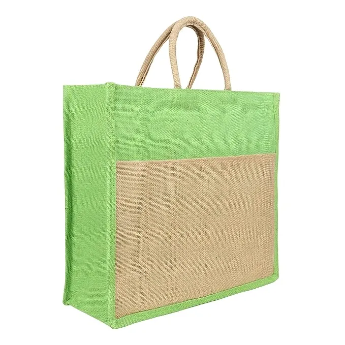 Large Eco-Friendly Jute Shopping Bag with Zipper and Reinforced Handles