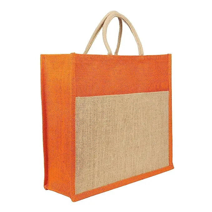 Large Eco-Friendly Jute Shopping Bag with Zipper and Reinforced Handles