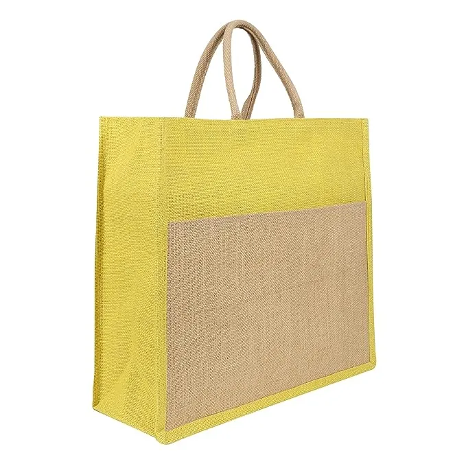 Large Eco-Friendly Jute Shopping Bag with Zipper and Reinforced Handles