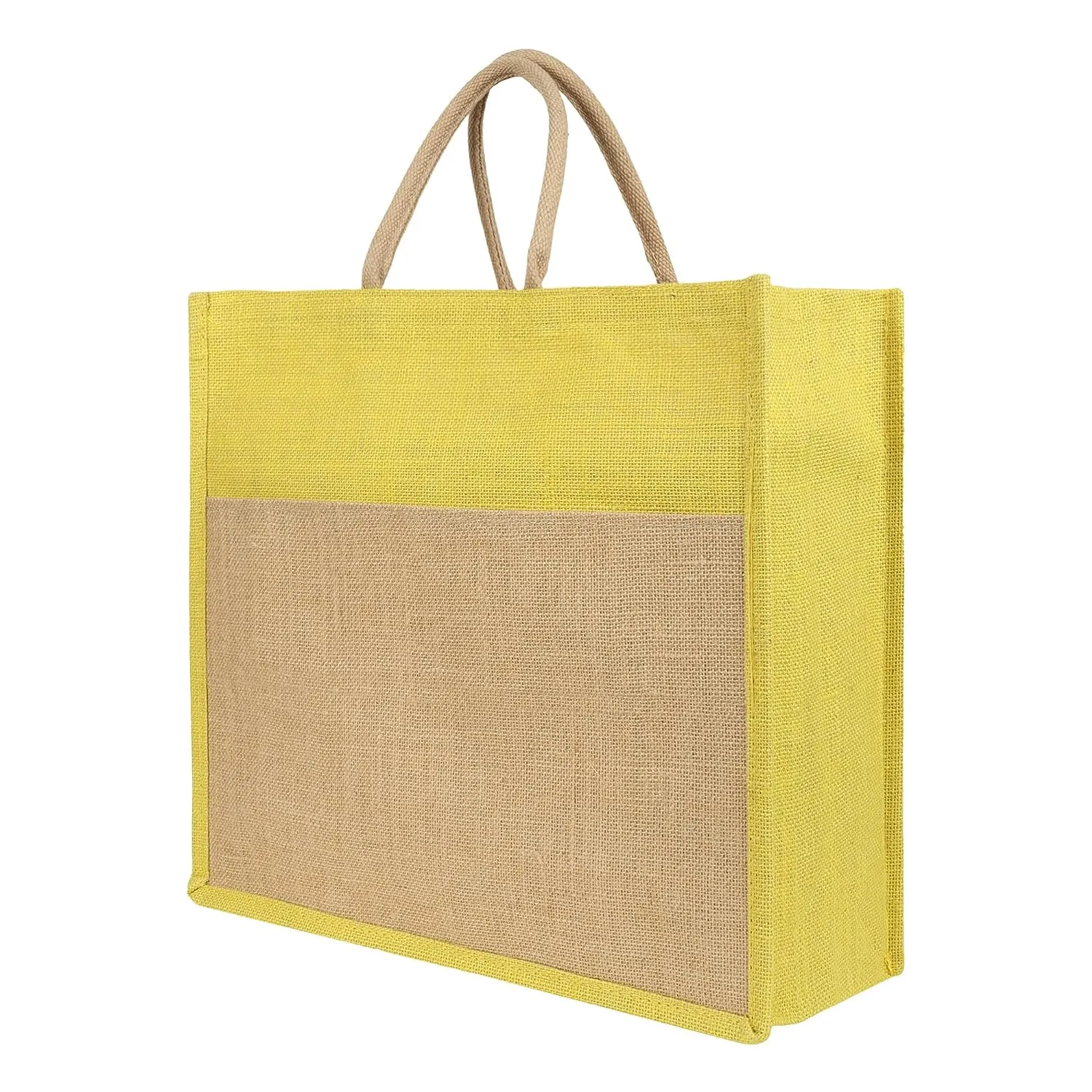 Large Eco-Friendly Jute Shopping Bag with Zipper and Reinforced Handles