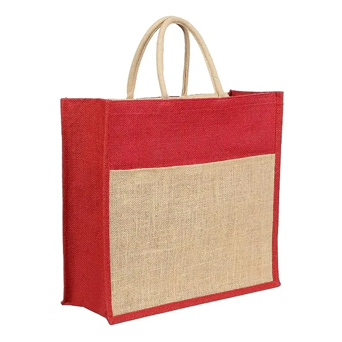 Large Eco-Friendly Jute Shopping Bag with Zipper and Reinforced Handles