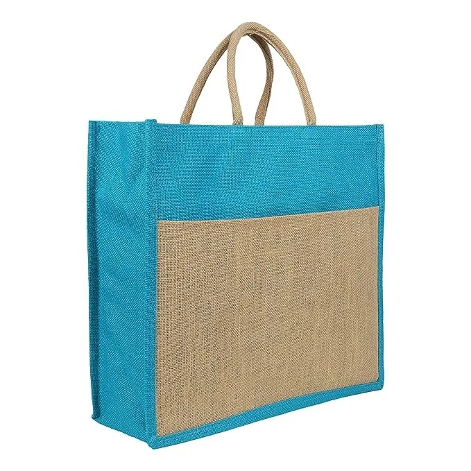 Large Eco-Friendly Jute Shopping Bag with Zipper and Reinforced Handles