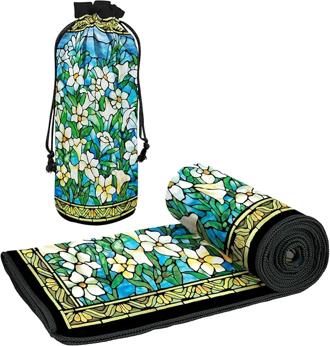 Large Oversized Microfiber Beach Towel - 40x63 Inches, Sand-Free, Quick-Drying, Ultra-Soft, Ideal for Travel, Pool, and Yoga - Includes Matching Drawstring Travel Pouch, Tiffany Field of Lilies