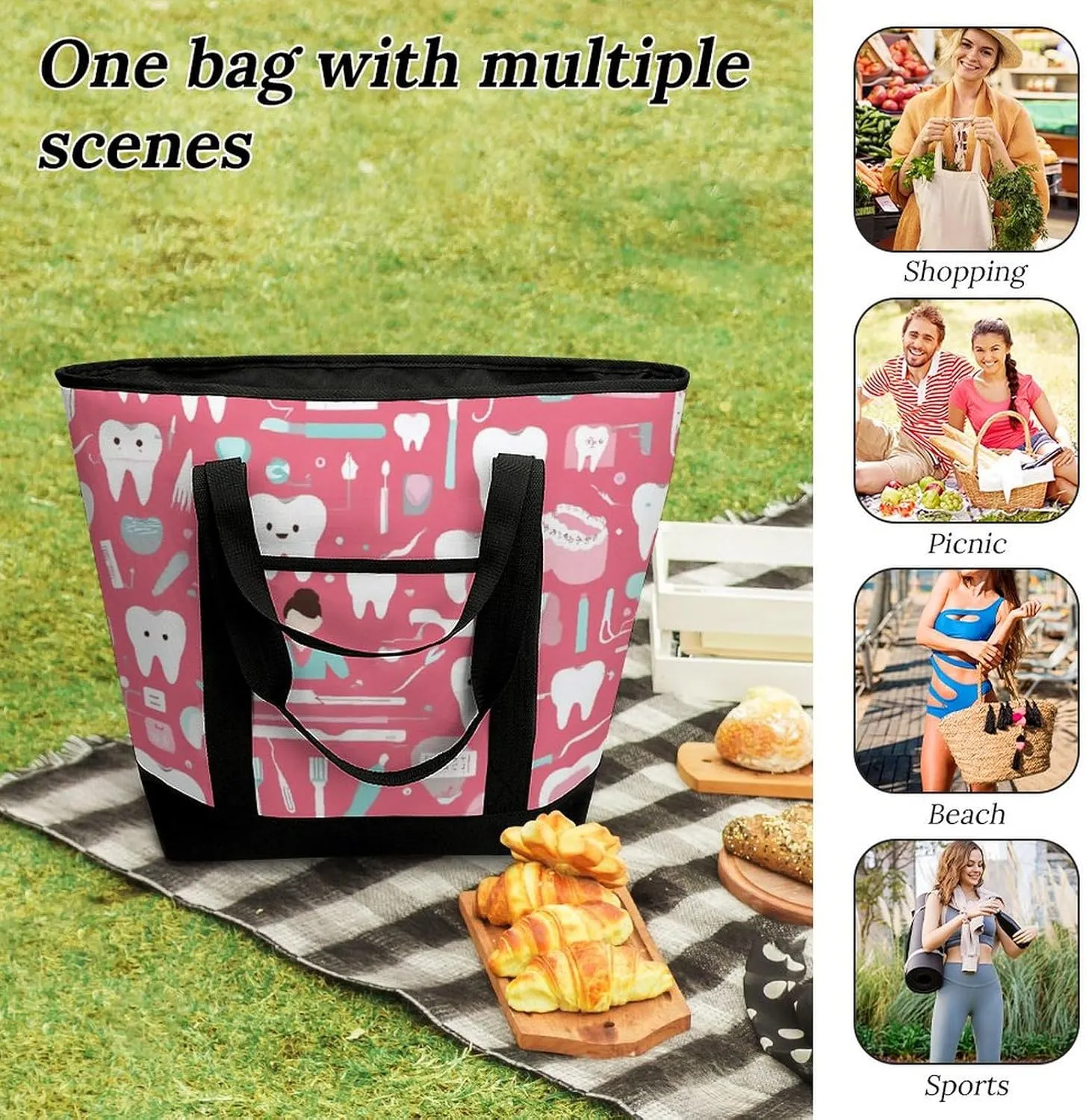 Large Thermal Shopping Tote Bag Travel Friendly Fashion Handbag Commuter Bag