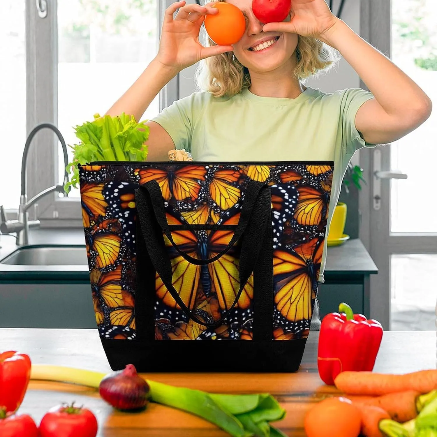 Large Thermal Shopping Tote Bag Travel Friendly Fashion Handbag Commuter Bag