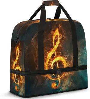 Large Weekender Overnight Bags Galaxy Musical Notes Travel Duffel Bag for Women Men Gym Bag With Shoe Compartment Foldie Travel Tote Bag Carry On Personal Item Bag for Travel Gym Sports
