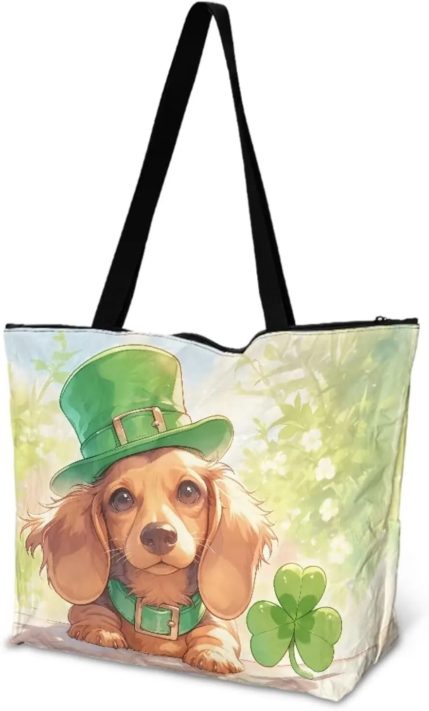 Large Zipper Tote Bag for Gym Work, Holiday Theme Recycle Paper Tote Bags with Handles Reusable Grocery Bag