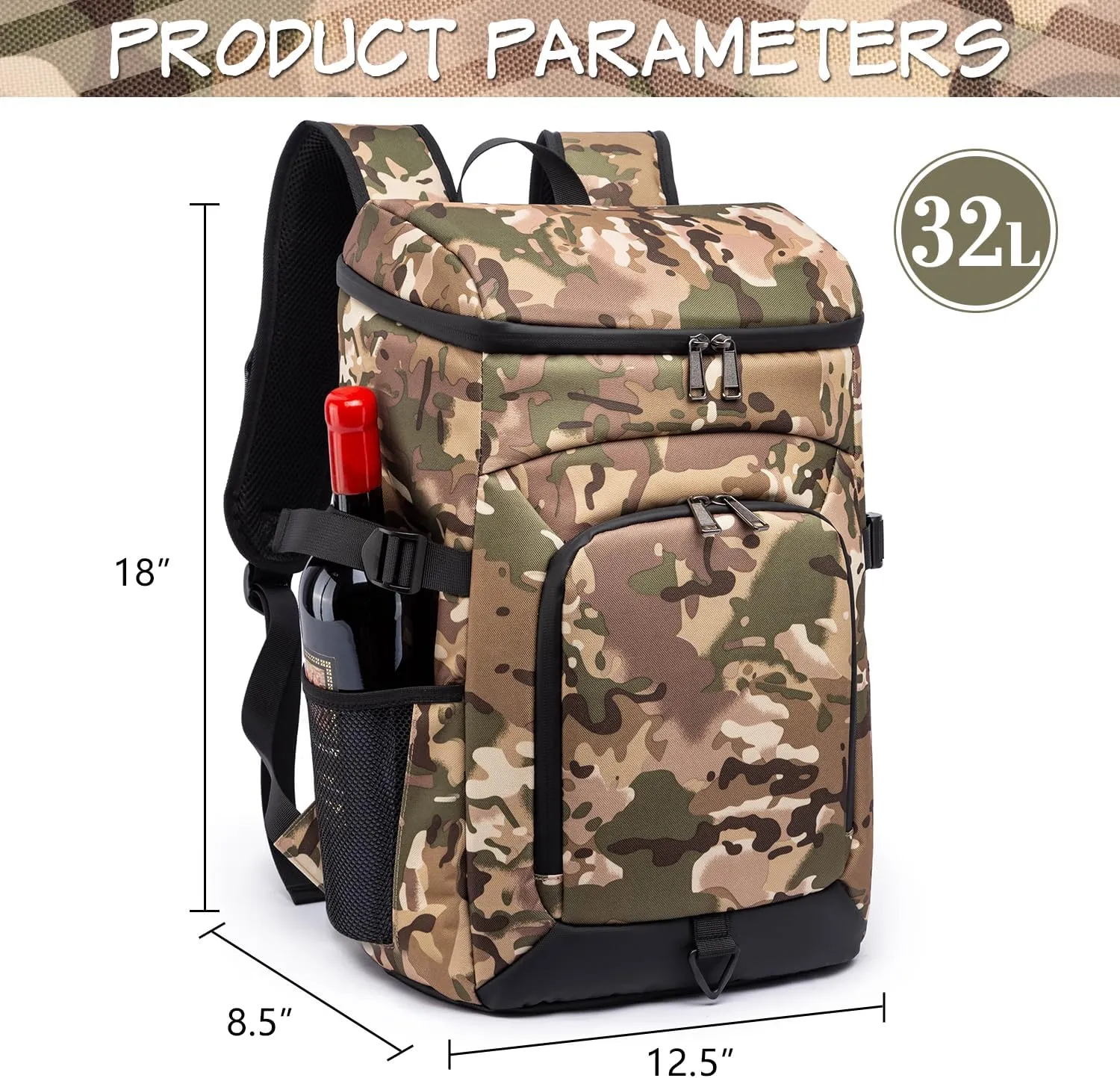 Laripwit 54/40 Cans Backpack Cooler Insulated Leak-Proof Large Cooler Backpack Double Deck Lunch Backpack for Men Women - Perfect Soft Cooler Bag for Tactical, Camping, Picnic, Beach, Hiking