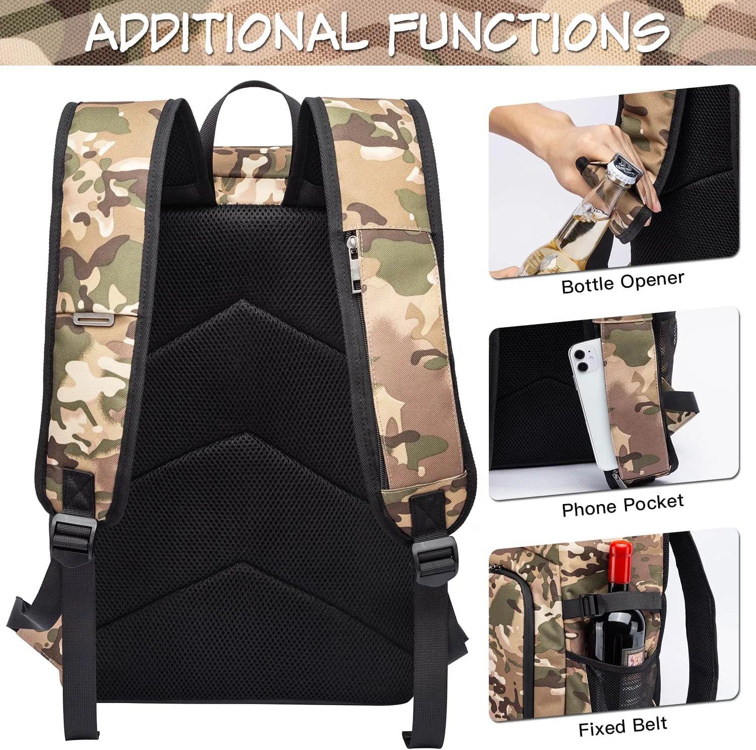 Laripwit 54/40 Cans Backpack Cooler Insulated Leak-Proof Large Cooler Backpack Double Deck Lunch Backpack for Men Women - Perfect Soft Cooler Bag for Tactical, Camping, Picnic, Beach, Hiking