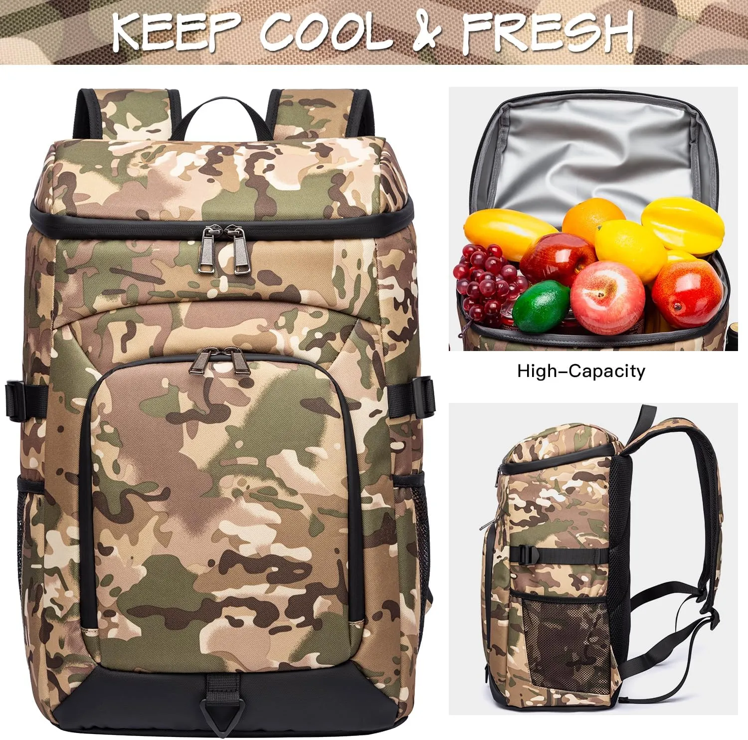 Laripwit 54/40 Cans Backpack Cooler Insulated Leak-Proof Large Cooler Backpack Double Deck Lunch Backpack for Men Women - Perfect Soft Cooler Bag for Tactical, Camping, Picnic, Beach, Hiking