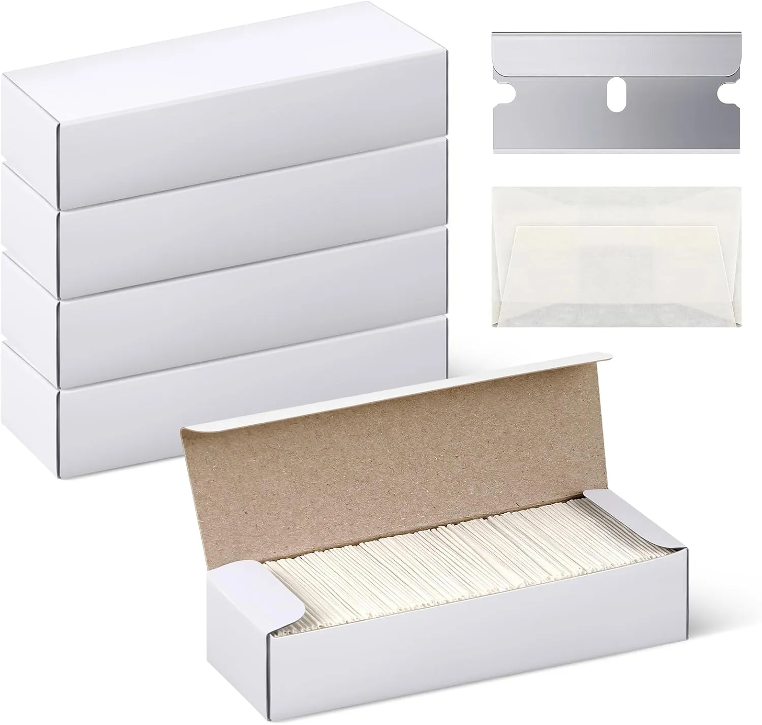 Lasnten 1500 Pcs Single Edge Razor Blades Industrial Scraper Razor Blades Safety Straight Edge Replacement Box Cutter Blades Glass Paint Scraper Razor Blades for Removing Labels, Decals, Stickers