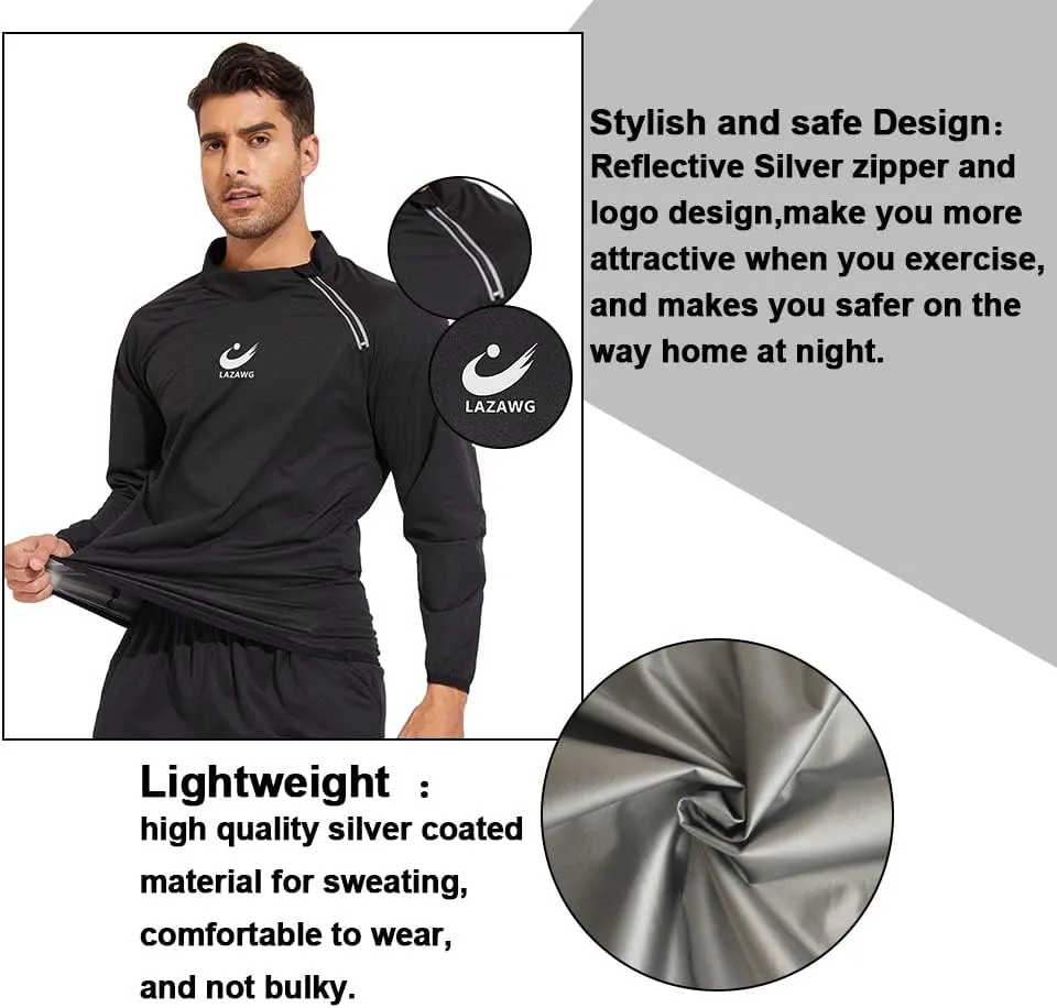 LAZAWG Sweat Suit for Men Sauna Shirt Slimming Body Shaper Fitness Sauna Jacket Mens Exercise Gym Running