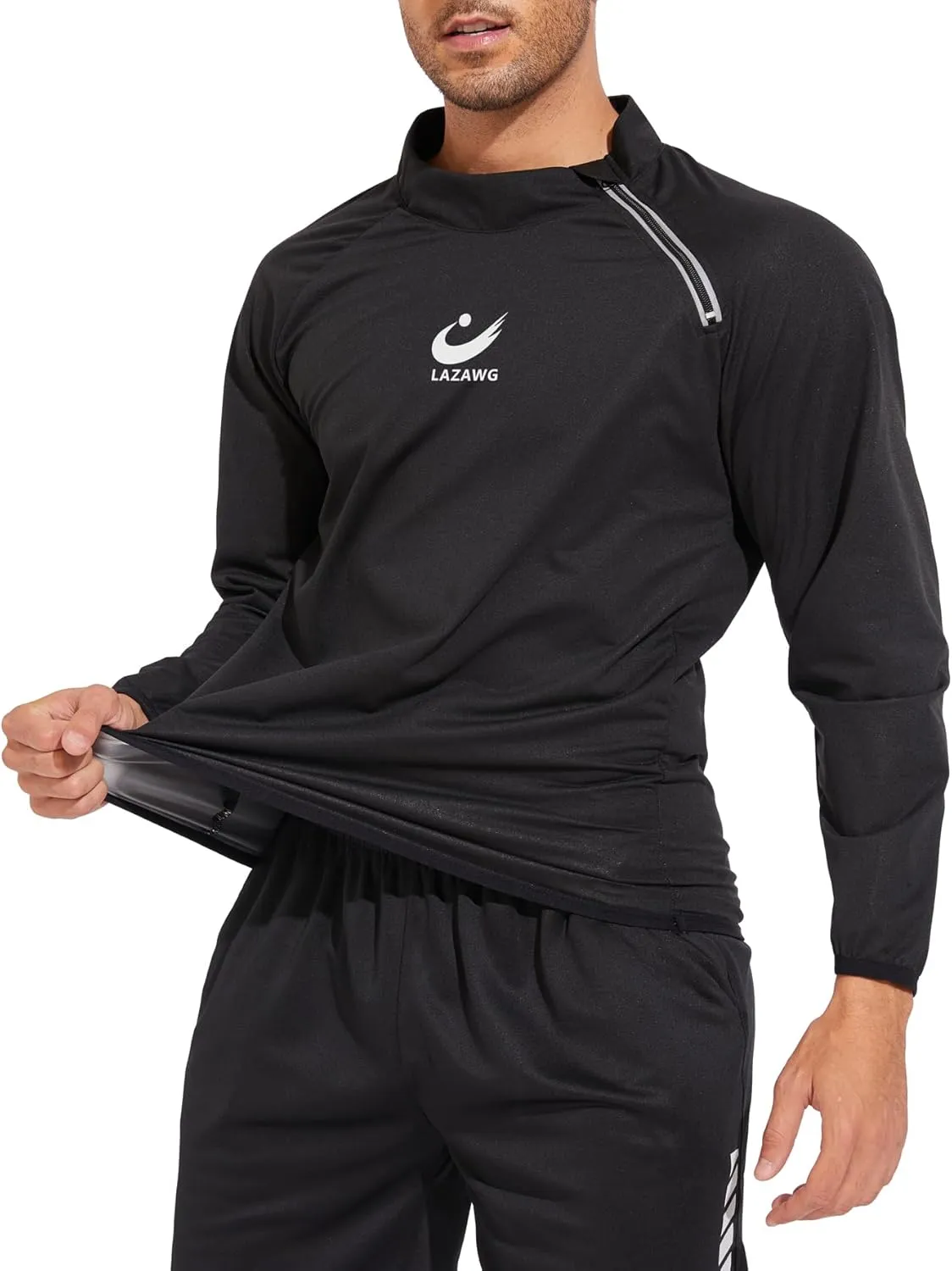 LAZAWG Sweat Suit for Men Sauna Shirt Slimming Body Shaper Fitness Sauna Jacket Mens Exercise Gym Running