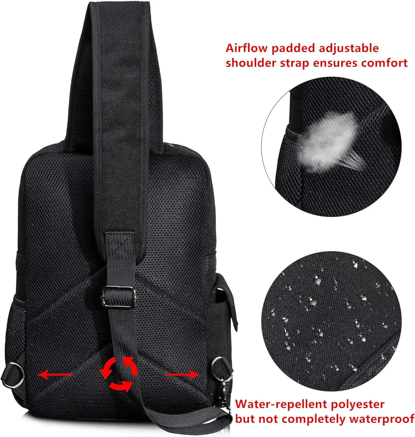 Leaper Messenger Bag Outdoor Cross Body Bag Sling Bag Shoulder Bag Black
