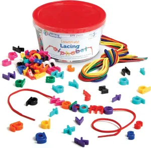 Learning Resources Lowercase Lacing Letters - 275 Pieces, Ages 3 , Toddler Alphabet Learning Toys, Letter Beads for Kids, Homeschool Supplies, Alphabet Beads, Early Spelling,Back to School Supplies