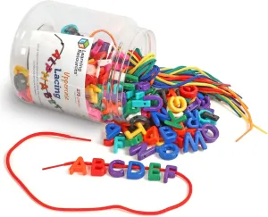Learning Resources Uppercase Lacing Alphabet - 275 Pieces, Ages 3 , Preschool Learning Must Haves, Teacher and Home School Supplies, Alphabet String Letter for Kids, Back to School Supplies