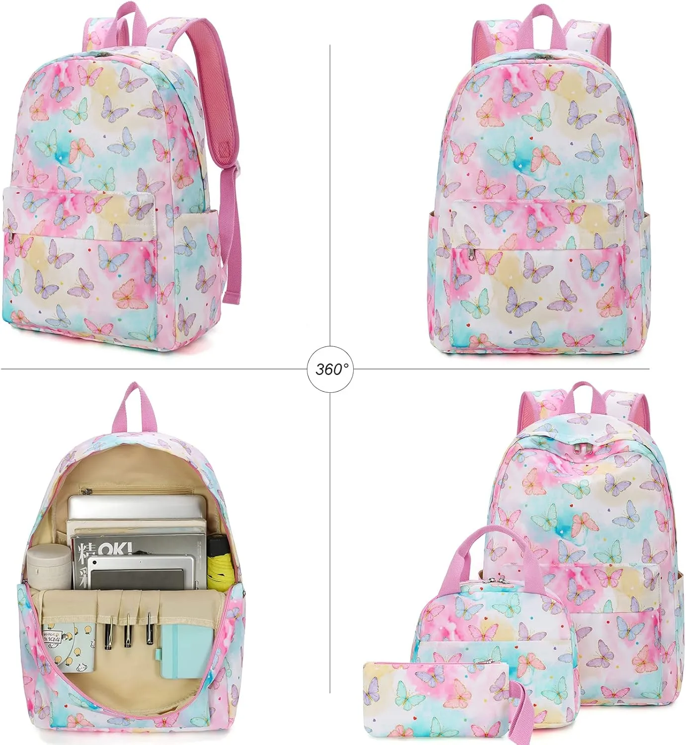 LEDAOU Backpack for Kids Boys School Bags Teen Bookbags Set School Backpack with Lunch Box and Pencil Case