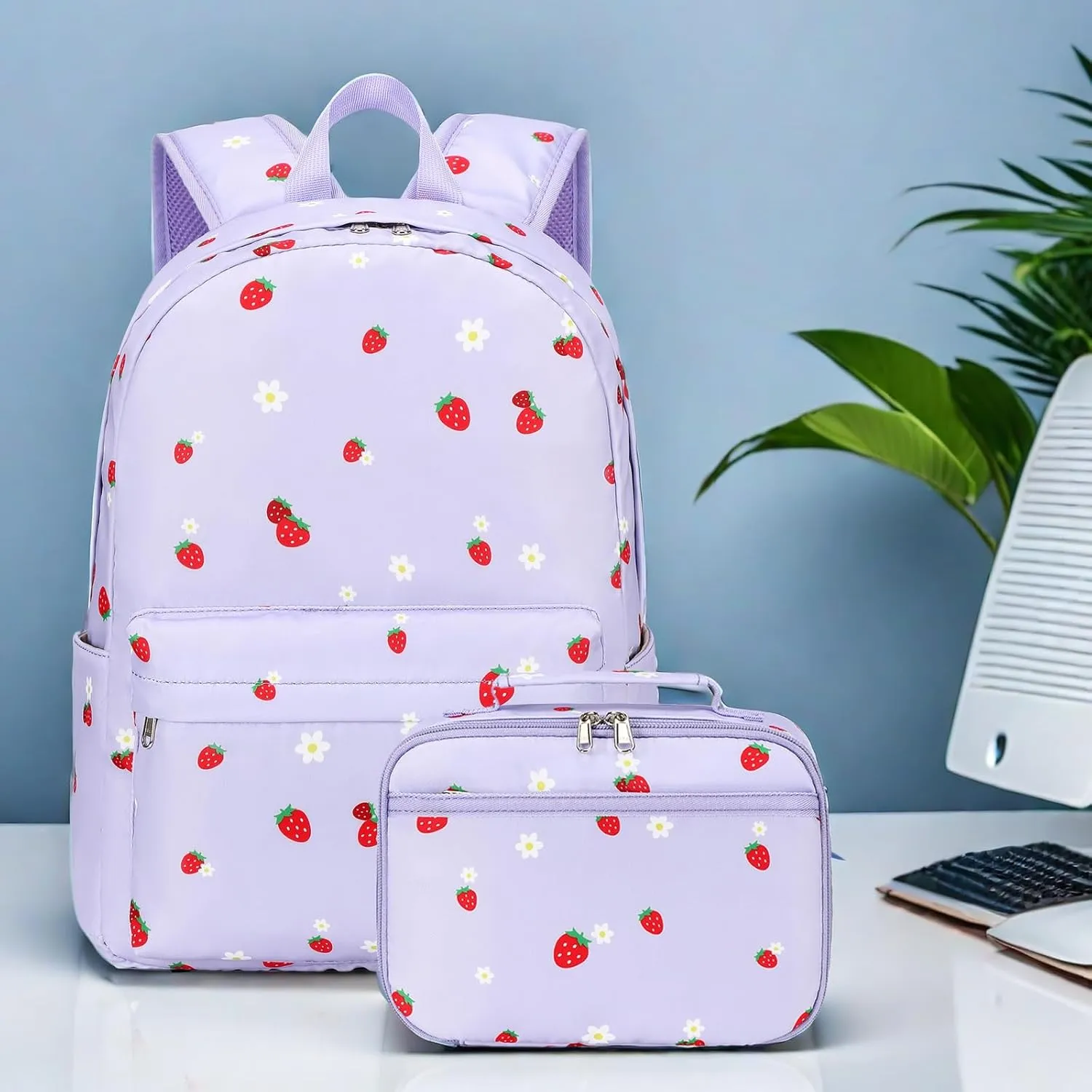LEDAOU Kids School Backpack with Lunch Box for Boys Girls Kindergarten BookBag School Bag Preschool Toddler Backpack