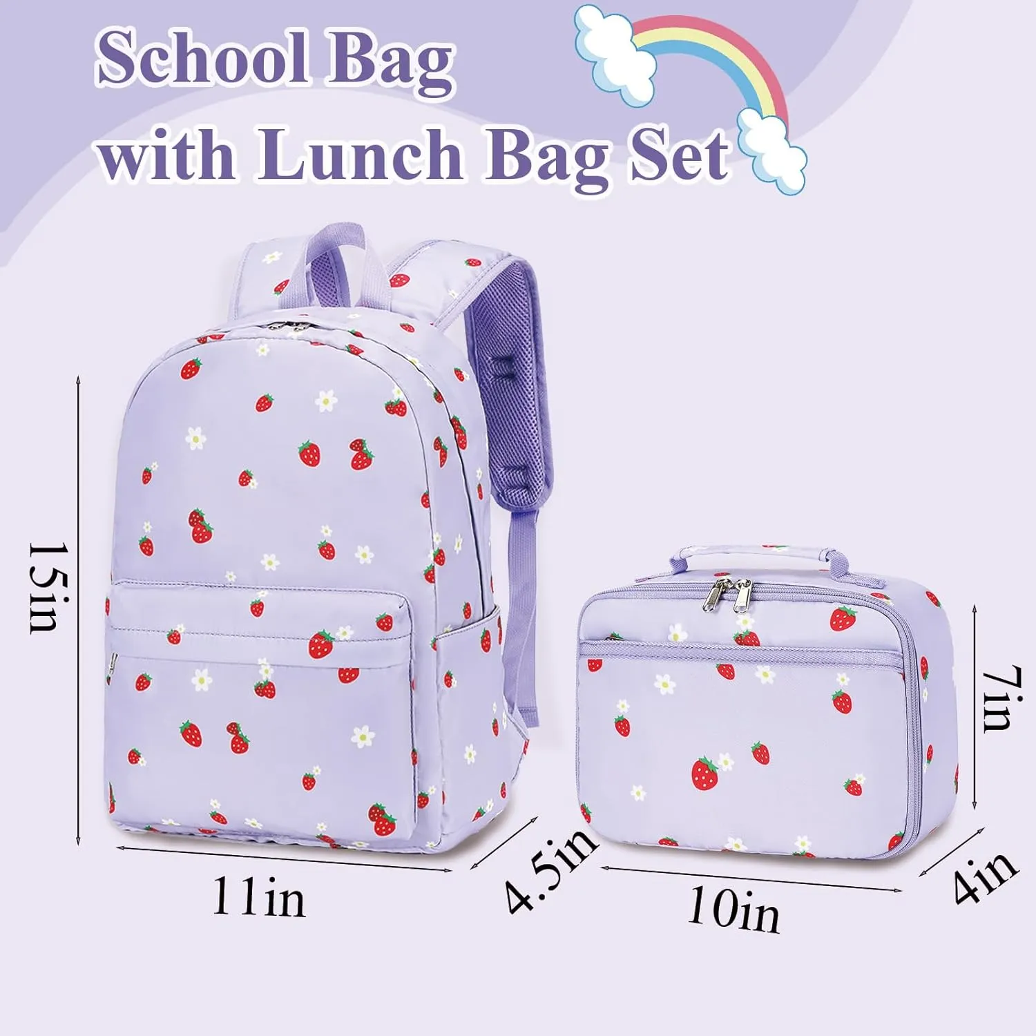 LEDAOU Kids School Backpack with Lunch Box for Boys Girls Kindergarten BookBag School Bag Preschool Toddler Backpack