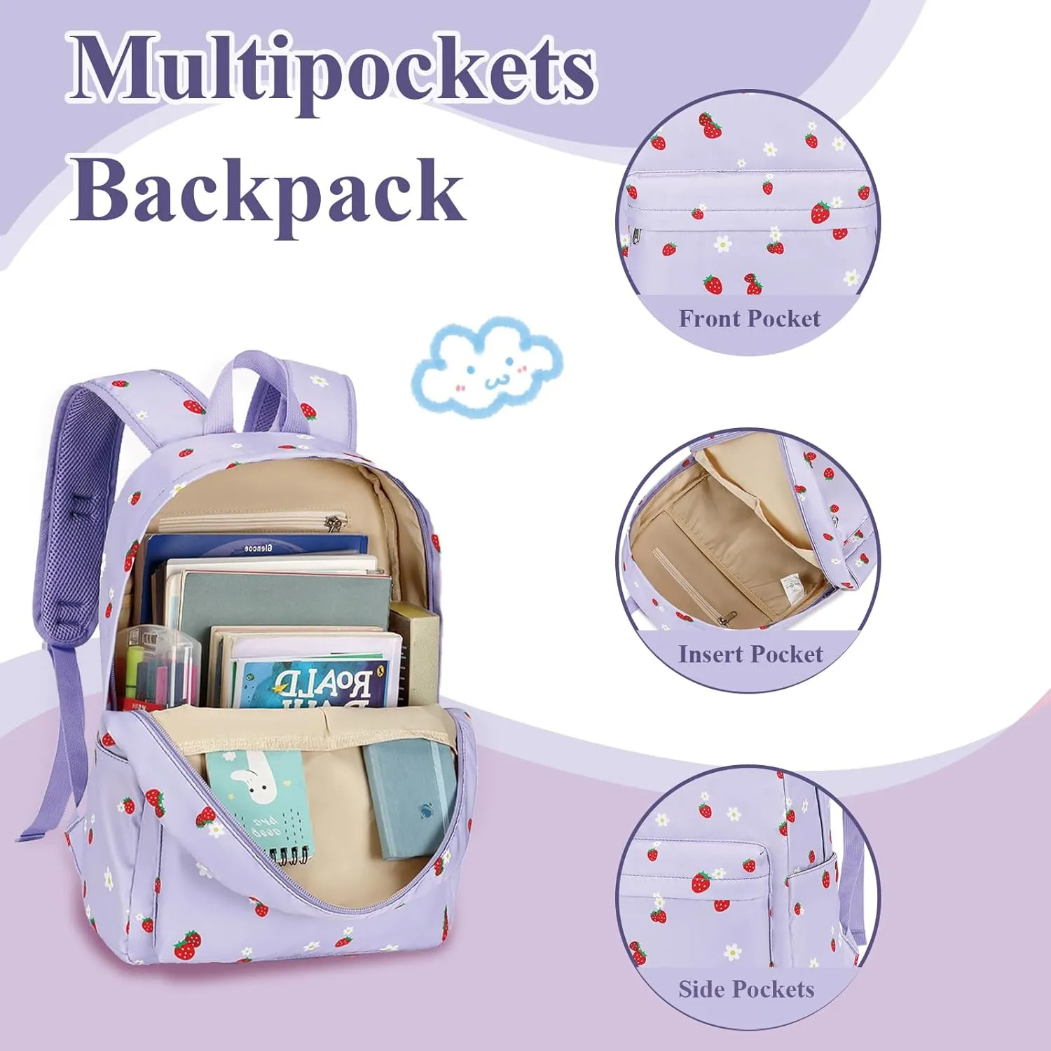 LEDAOU Kids School Backpack with Lunch Box for Boys Girls Kindergarten BookBag School Bag Preschool Toddler Backpack