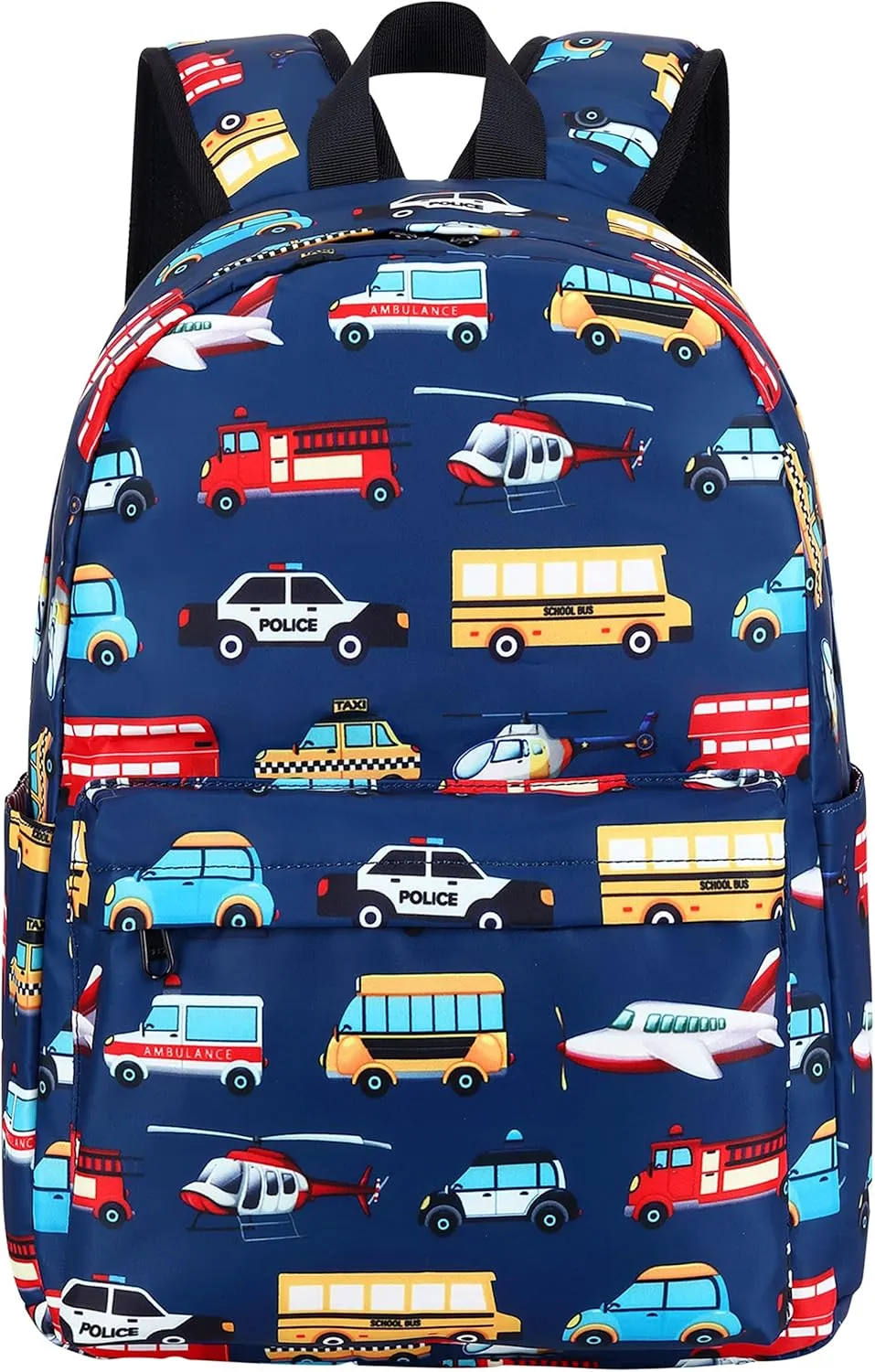 LEDAOU Toddler Kids Backpack for Boys Car Pattern Preschool Kindergarten School Backpack Bookbag School Bag with Chest Strap (Car Airplane)