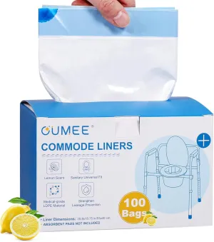 Lemon-Scented Commode Liners, 100 Count Bedside Commode Liners, Disposable Potty Liners for Adults Commode Chair Bags, Bedside Toilet Liners for Toilet Bucket - Leak-Proof & Universal