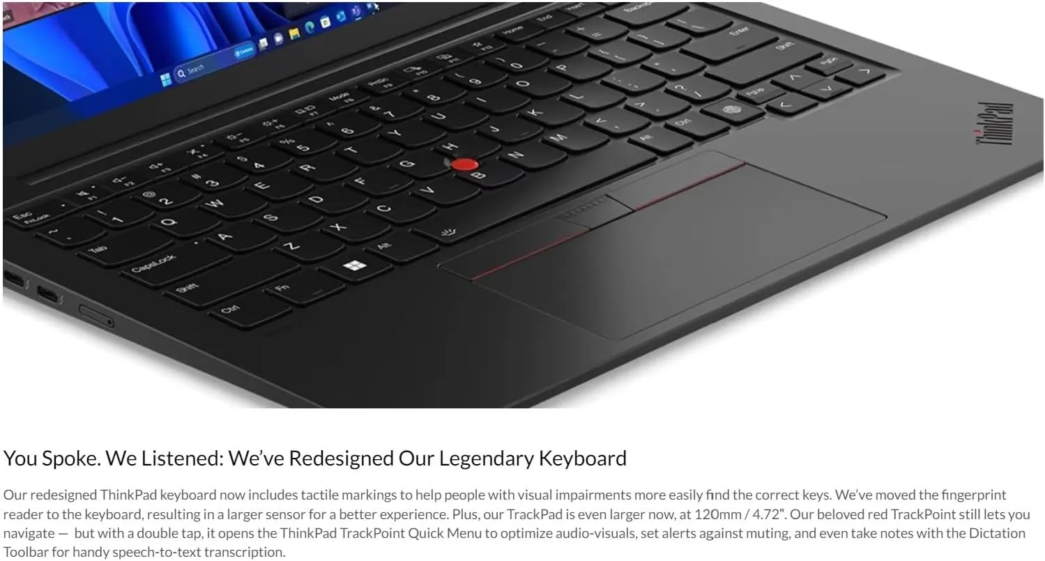 Lenovo Gen 12 ThinkPad X1 Carbon Laptop with Intel Ultra 7 165U vPro Processor, 14" WUXGA 100% sRGB Touchscreen, 32GB 6400MHz RAM, 1TB Gen4 Performance SSD, FHD  IR  RGB Camera, and Windows 11 Pro