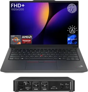 Lenovo ThinkPad E14 Gen 6 Business Laptop, 14" FHD  Display, AMD Ryzen 5 7535U, 32GB DDR5 RAM, 1TB SSD, Fingerprint, Backlit, Wi-Fi 6, Windows 11 Pro, Bundle with Targus USB-C 100W Docking Station