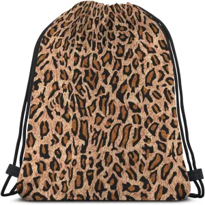 Leopard Skin Pattern Drawstring Bags Backpack Bag Animal Theme Print Style Big Cat Spot Fashion Safari Wild Sport Gym Sack Drawstring Bag String Bag Yoga Bag for Men Women